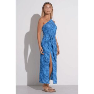 Vestido Elan largo Blue Havana un hombro