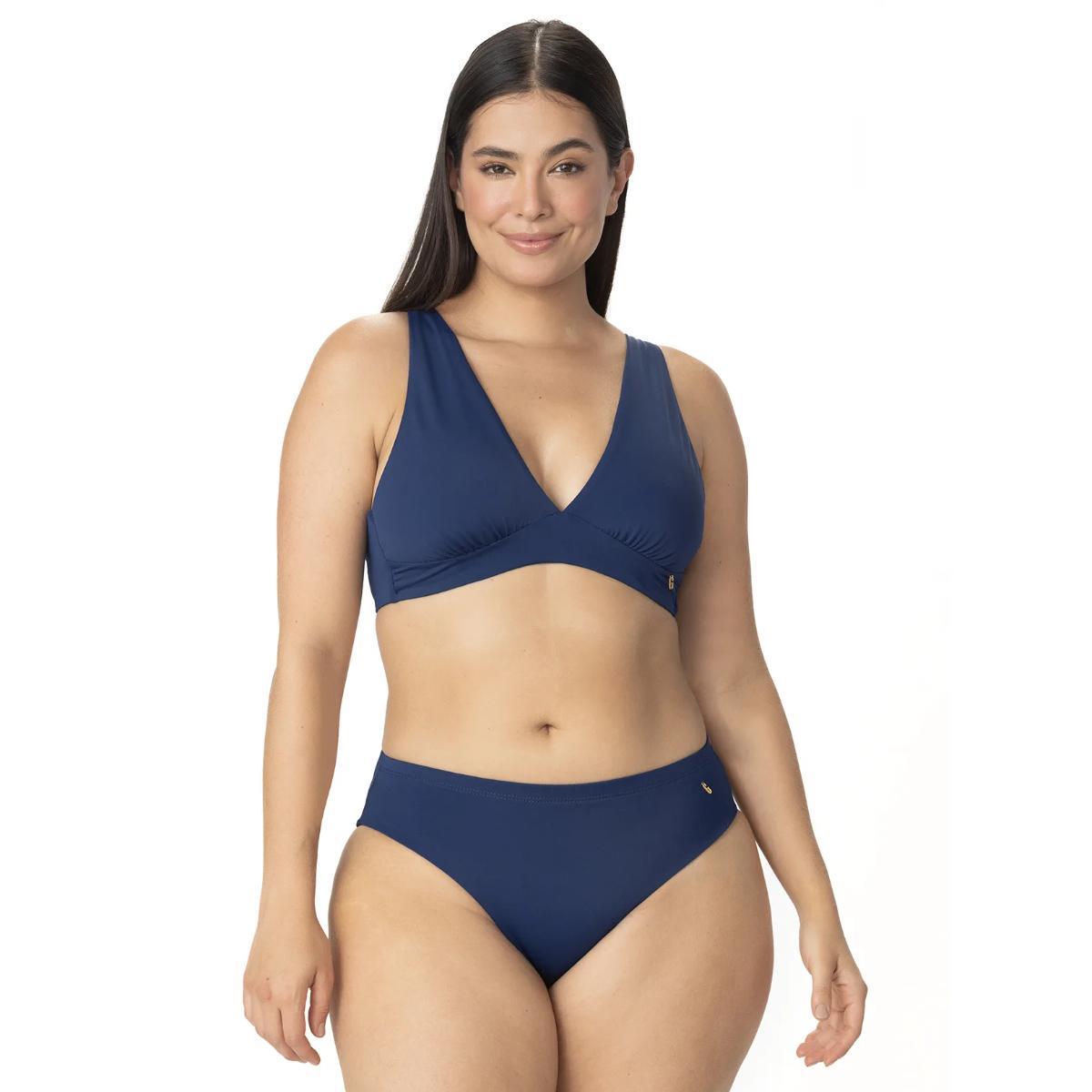 Top Garotas Acuafit triangulo azul cobalto