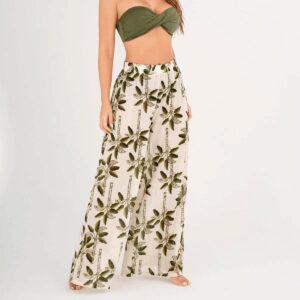 Pantalon Garotas Bribana crudo con palmeras