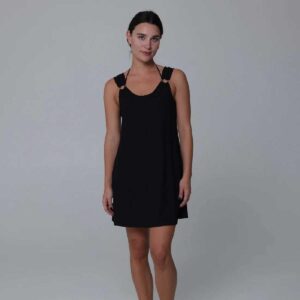 Vestido J.Valdi corto con tirante aro Kira Slub negro