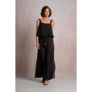 Top Elan flowy encaje negro