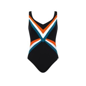 Calzoneta Sunflair 72036 negra con linea naranja azul y blanca