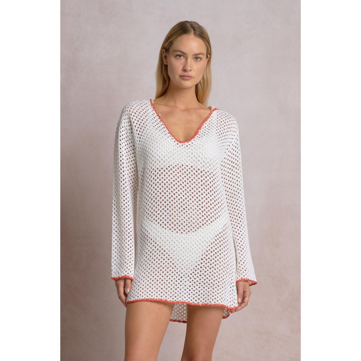 Salida Elan M/L crochet blanca orilla naranja - Imagen 3