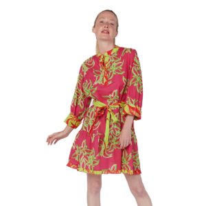 Vestido Moda Posa corto Alcee print rojo con verde