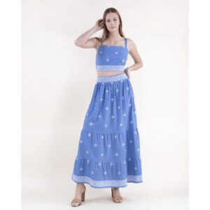 Set de crop top y falda larga Original USA denim bordada