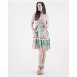 Vestido Original USA corto cuadros y flores boho