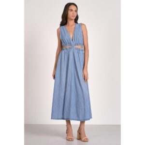 Vestido Elan largo denim cut out