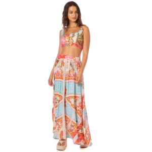 Falda larga Maaji SS25 Floral Groove Chambray