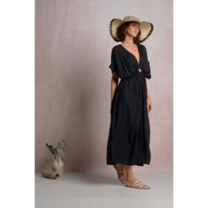 Vestido Elan largo escote con aro negro