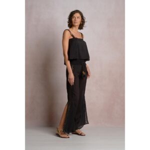 Pantalon Elan encaje a un lado negro