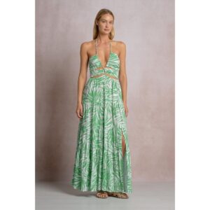 Vestido Elan largo cut-out green bali