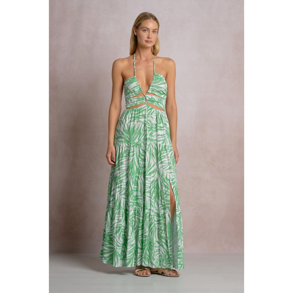 Vestido Elan largo cut-out green bali