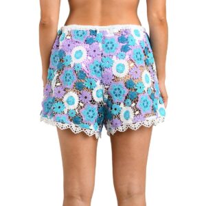 Short Citrus flores crochet moradas mujer