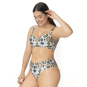 Top Garotas copa strapless Ciara paisley verde oliva