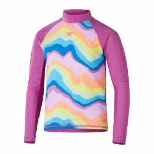 Rashguard Speedo M/L niña rosado olas de colores