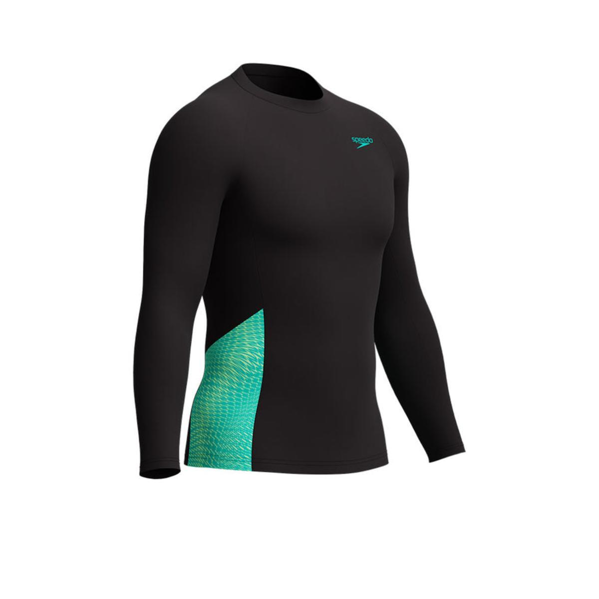 Rashguard Speedo M/L Endurance+ Splice hombre negro/verde - Imagen 2
