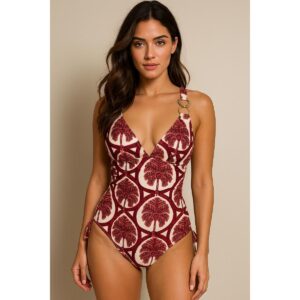 Calzoneta Stylish con aro blanca plameras rojas mujer