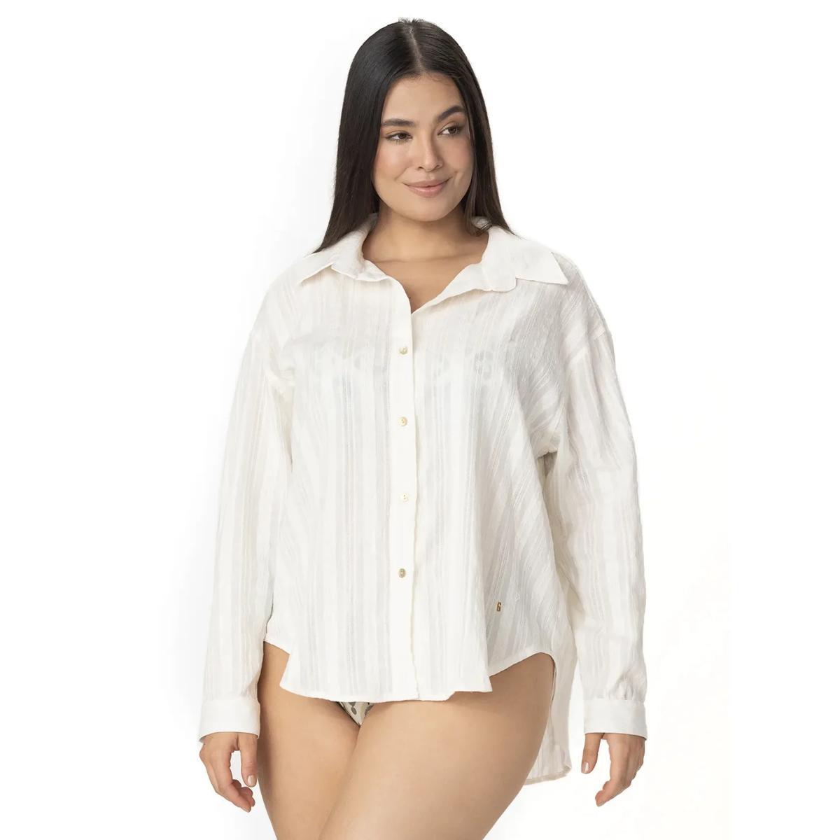 Camisa Garotas larga M/L algodón marfil