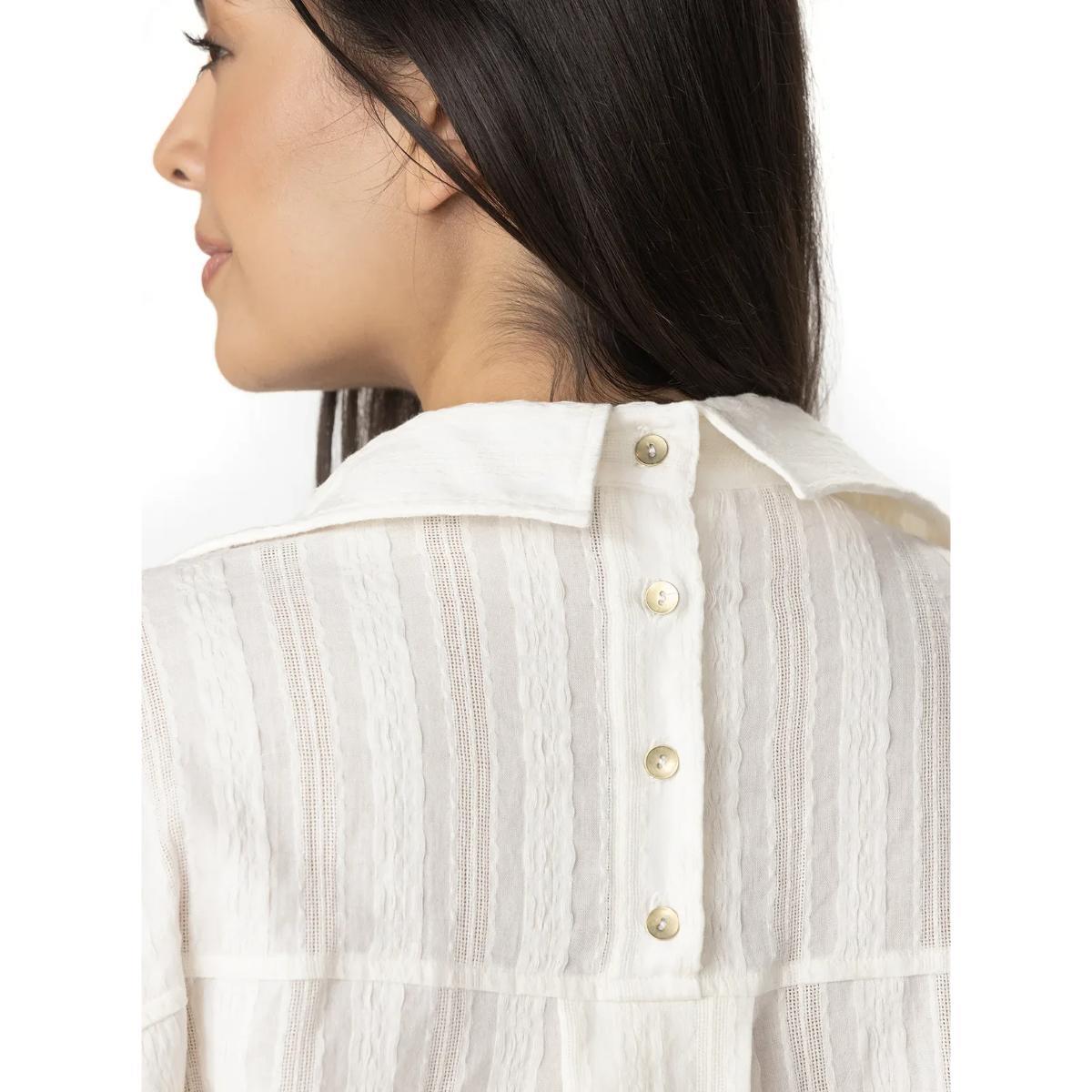 Camisa Garotas larga M/L algodón marfil - Imagen 3