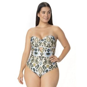 Calzoneta Garotas Ciara paisley verde oliva copa strapless