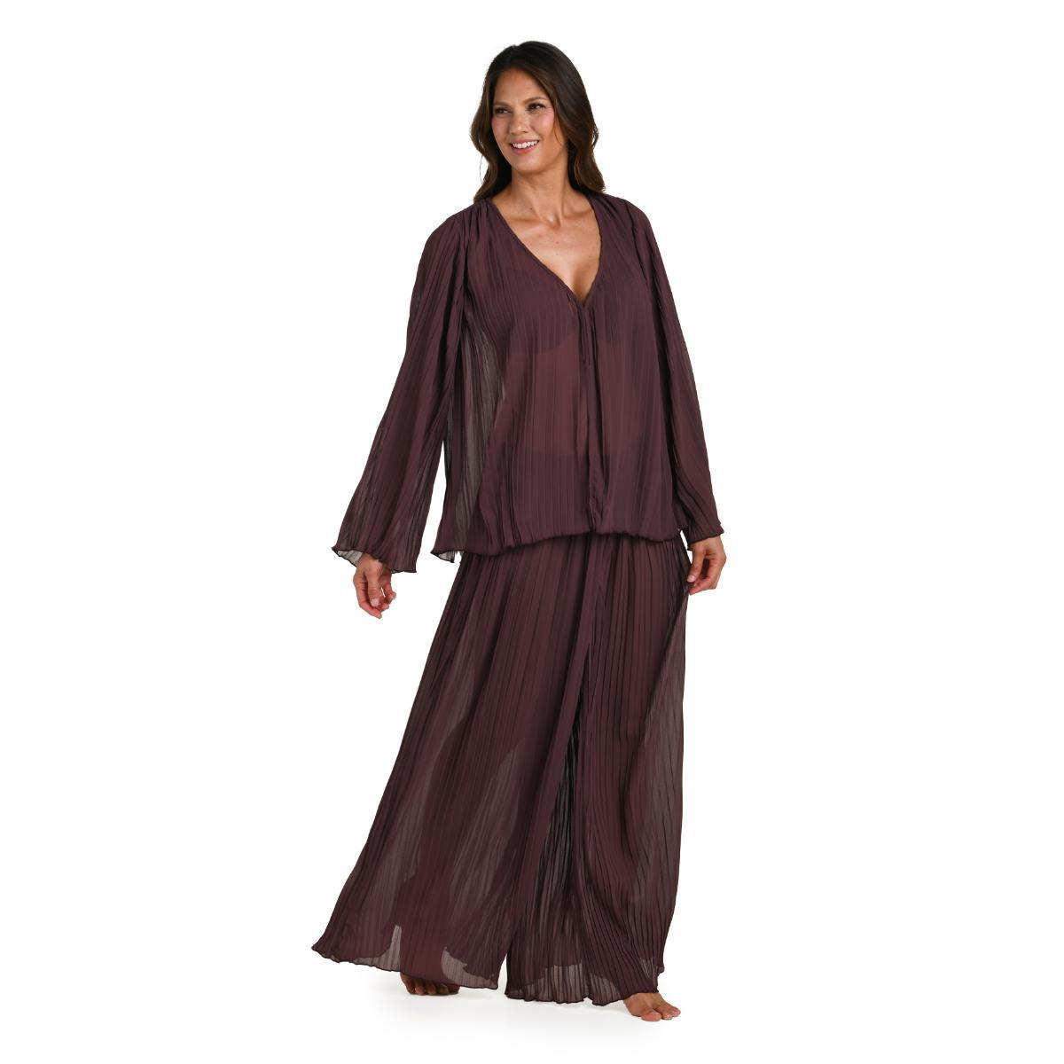 Camisa LB Sunbeams plisada café - Imagen 3