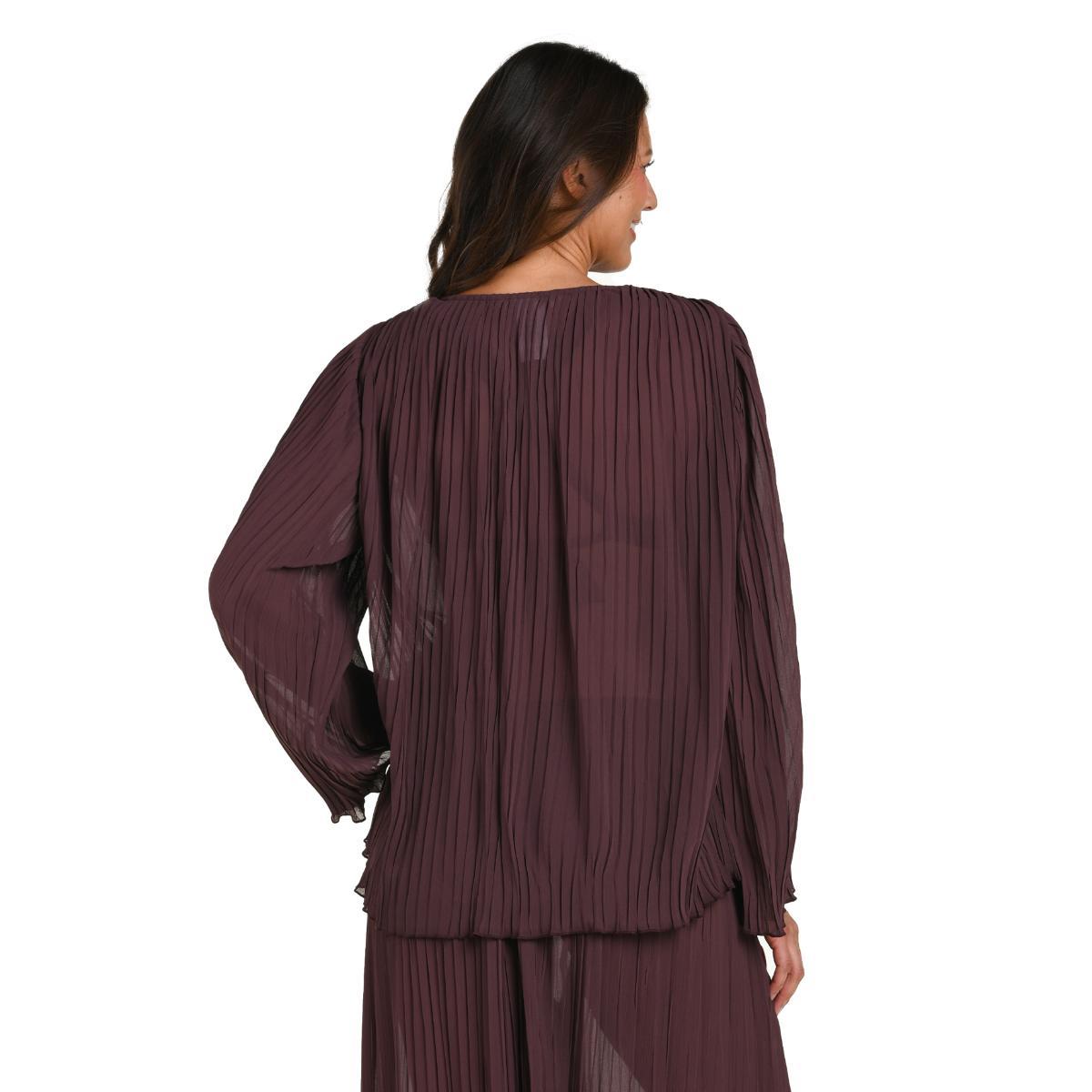 Camisa LB Sunbeams plisada café - Imagen 4