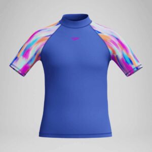 Rashguard Speedo M/C niña azul lineas color