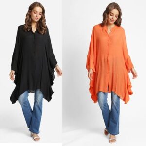 Camisa Jasmine larga floja con botones