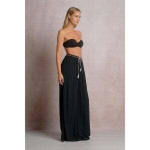 Pantalon Elan wide leg con lazo negro