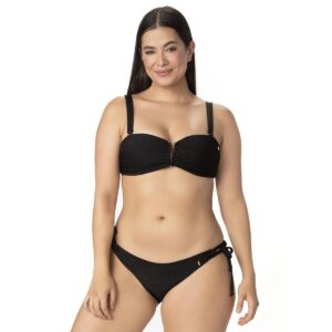 Top Garotas strapless herraje V negro rib