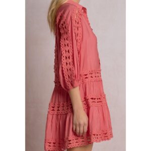 Vestido Elan corto M/L encaje coral