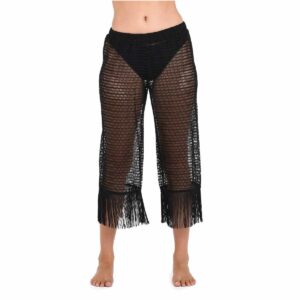 Pantalon LB calado con flecos negro