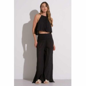 Crop top Elan cuello alto algodón negro