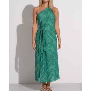 Vestido Elan largo Aqua Havana un hombro