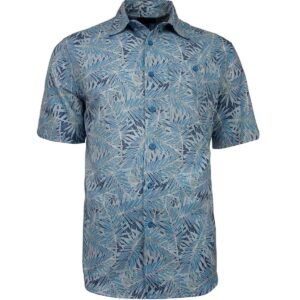 Camisa Weekender M/C Performance Paradise Leaves azul hombre