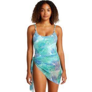 Calzoneta Beach Party SS con pareo hojas aqua mujer
