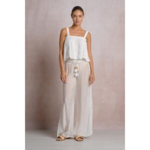 Top Elan flowy encaje blanco