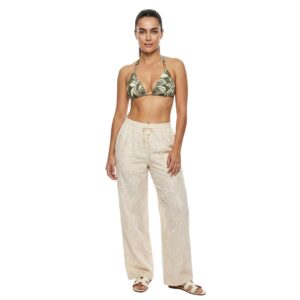 Pantalon Garotas beige con palmera bordada