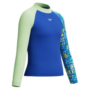 Rashguard Speedo M/L niño azul/flores celeste