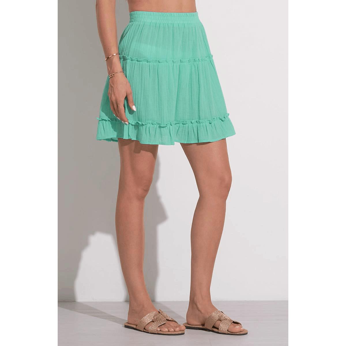 Falda Elan corta algodón verde menta - Imagen 2