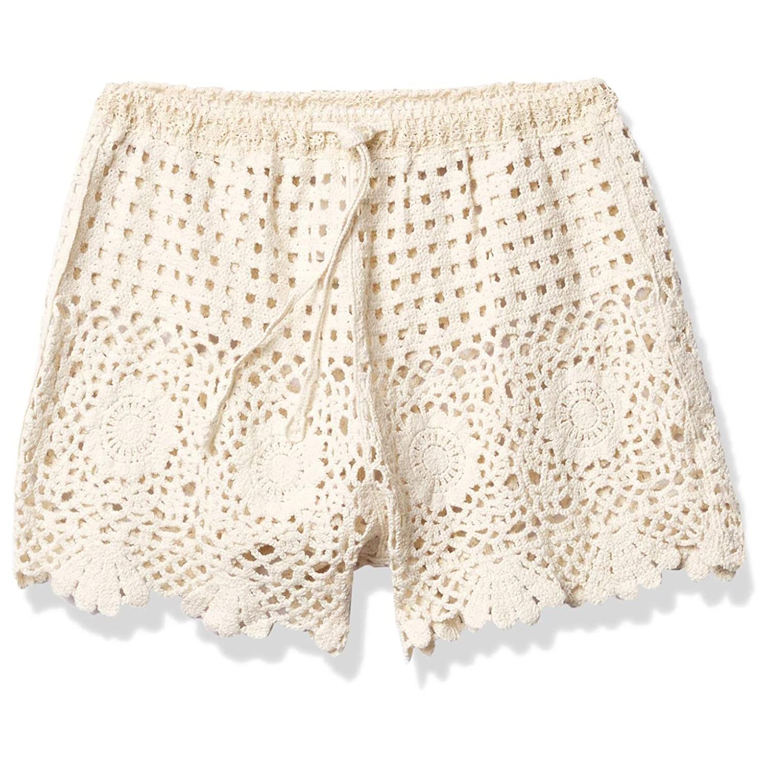 Short Citrus crochet beige mujer - Imagen 3