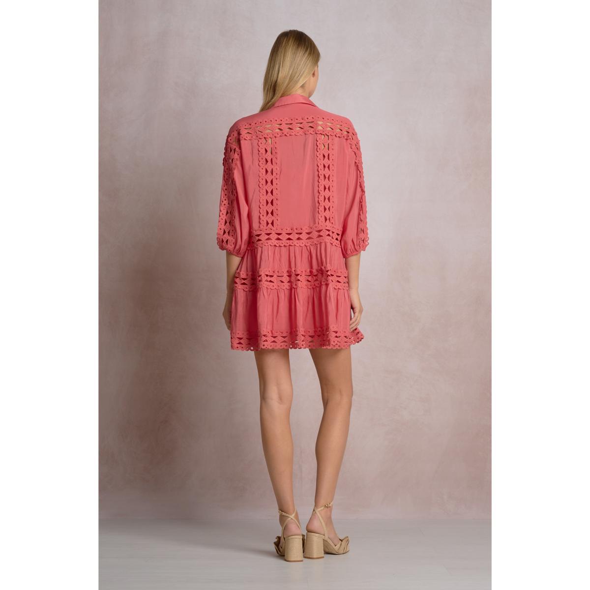 Vestido Elan corto M/L encaje coral - Imagen 3