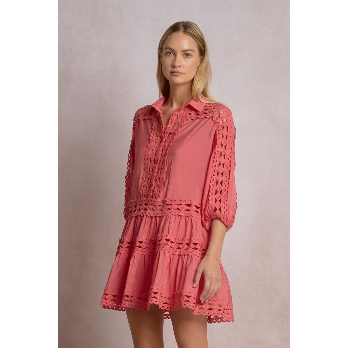 Vestido Elan corto M/L encaje coral - Imagen 5