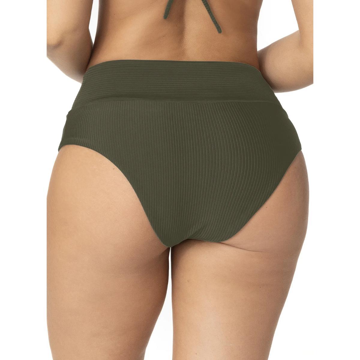 Bottom Garotas cintura alta verde oliva rib - Imagen 2