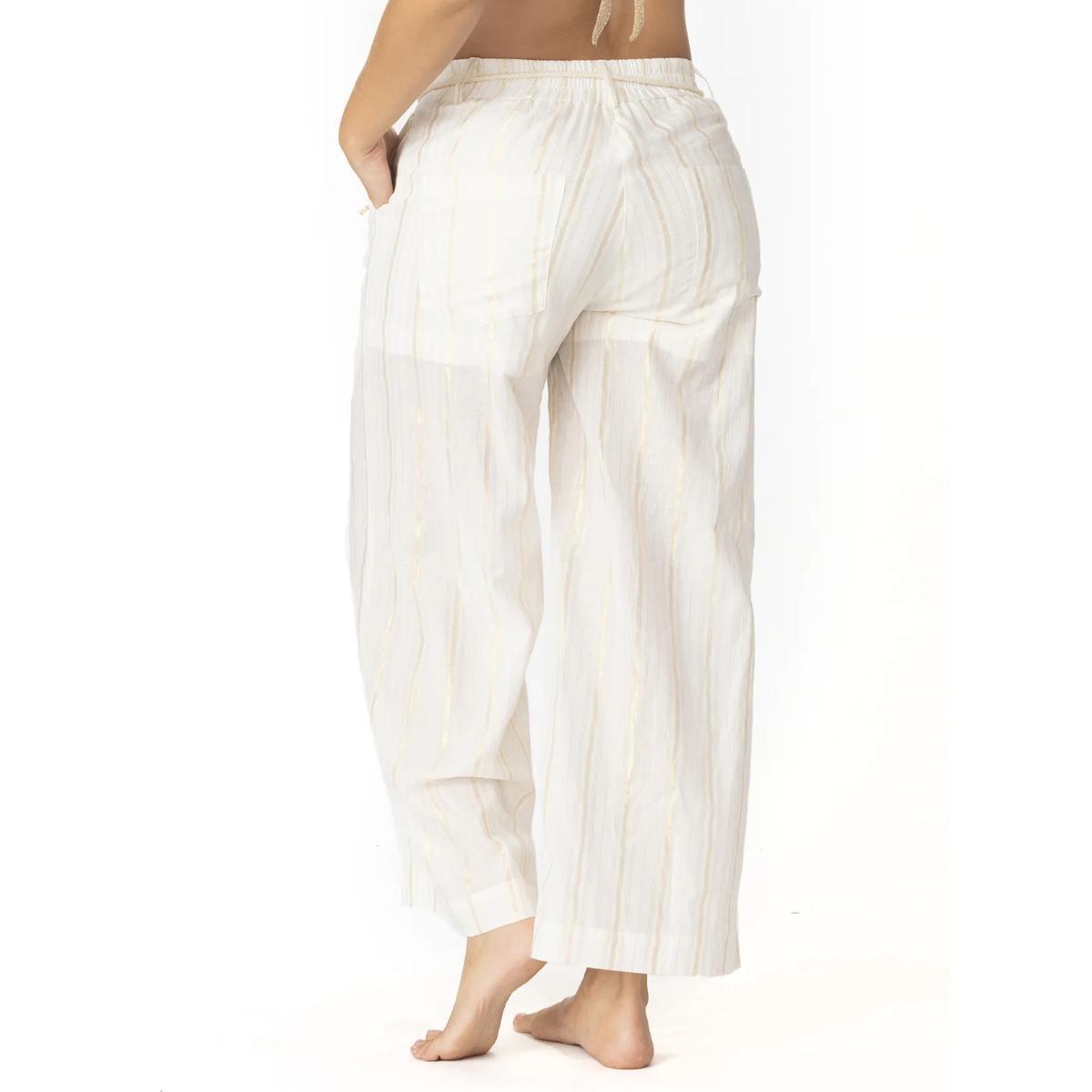 Pantalon Garotas marfil rallas doradas - Imagen 3