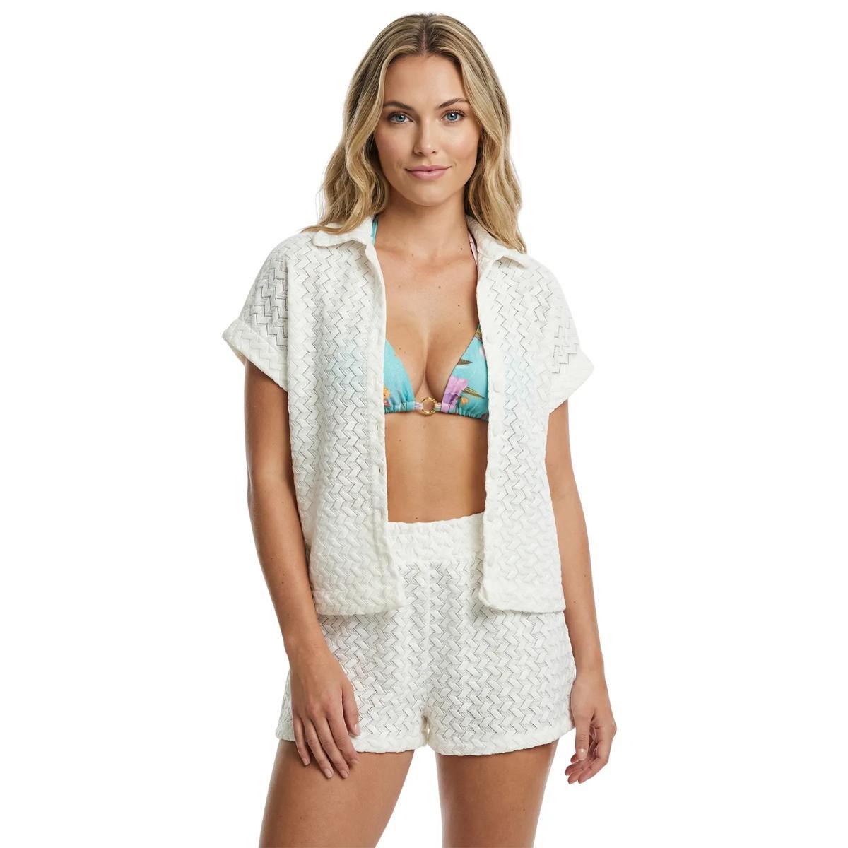 Short Garotas crochet chevron marfil - Imagen 2