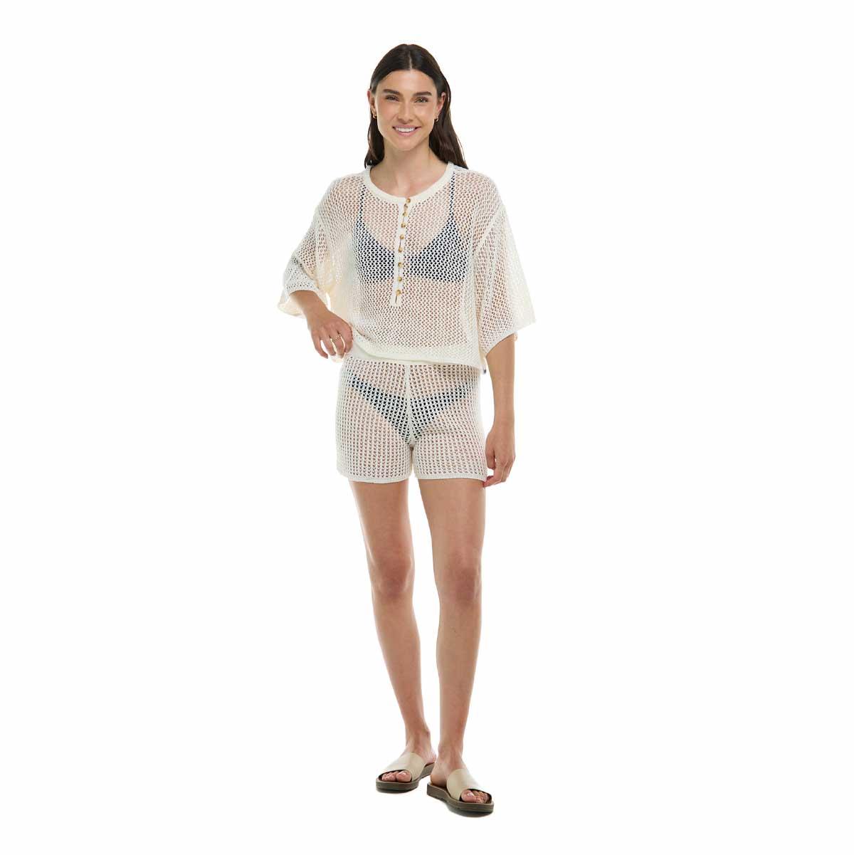 Short Eidon Zia calado crema mujer - Imagen 3
