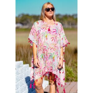Tunica Batik Bali corta Amelia caballos de mar azul mujer