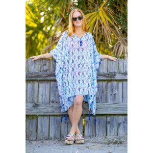Tunica Batik Bali corta Amelia tortugas azules mujer