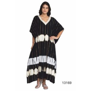 Kaftan India Boutique largo tie dye hilos dorados mujer